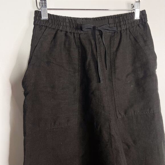 Rachel Comey Womens Size 4 Black Linen Cropped Wide Leg Pants Pockets Drawstring - Picture 3 of 11